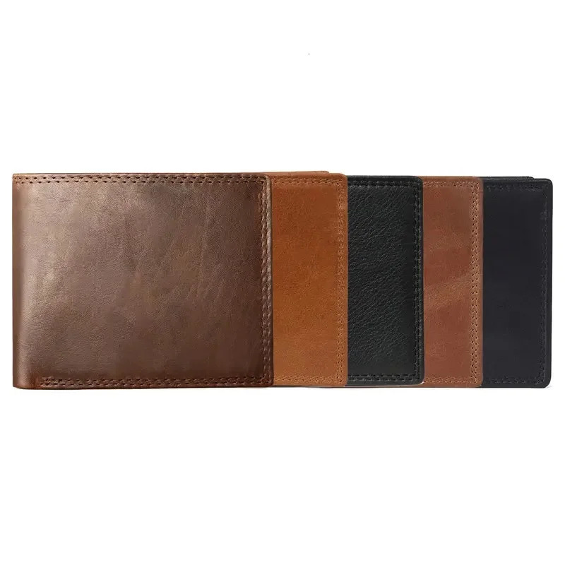 GENODERN Cow Leather Men Wallets with Coin Pocket Vintage Male Purse RFID Blocking Genuine Leather Men Wallet with Card Holders 251013