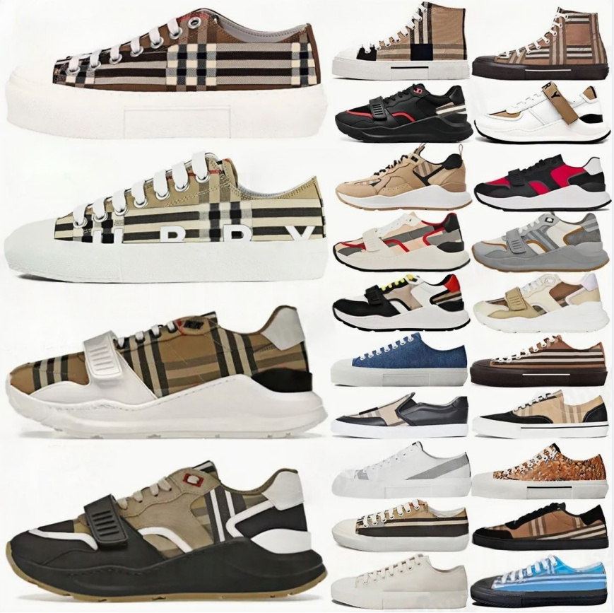 Vintage Print Check Sneaker women Designer Printed berry Shoe Stripes Print Trainer Flats Leather Platform Suede sneaker Plaid Calfskin Canvas Trainers 35-45