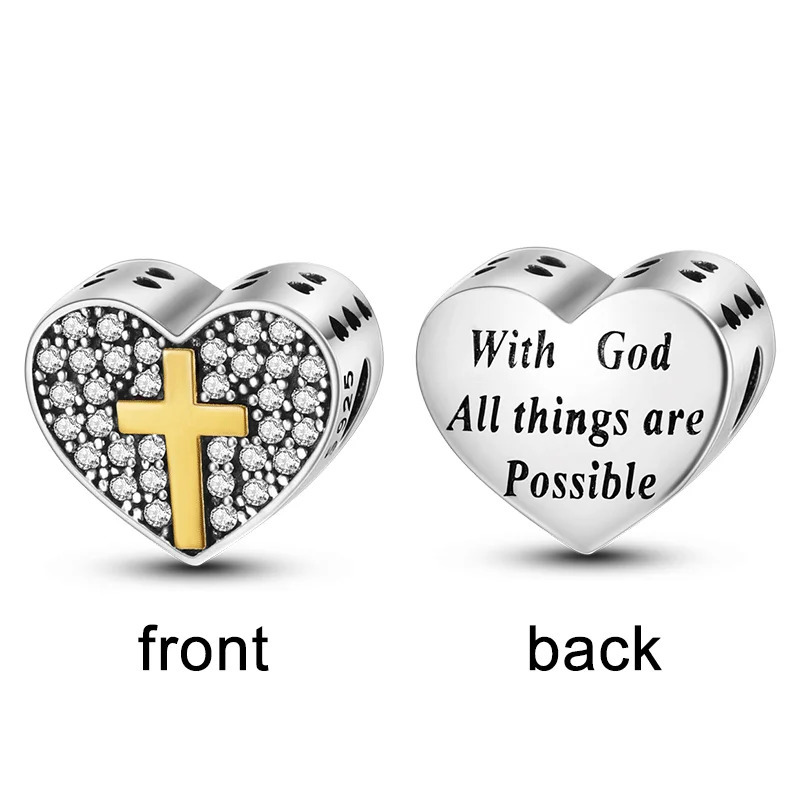 925 Sterling Silver Angel Cross GOD Charms The Bible Beads Lucky Cat Dragon Pendant Fit Original Bracelet Charm Jewelry 251011