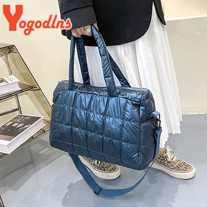 Yogodlns Luxury Space Padded Cotton Handbag Big Capacity Shoulder Bag Waterproof Nylon Bag Travel Down Crossbody Bag Purse Bolsa Z251018