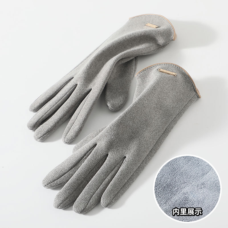 De Rong Warm Autumn Winter Gloves Women Plush Touch Screen Korean Style Versatile High-end Feel Outdoor