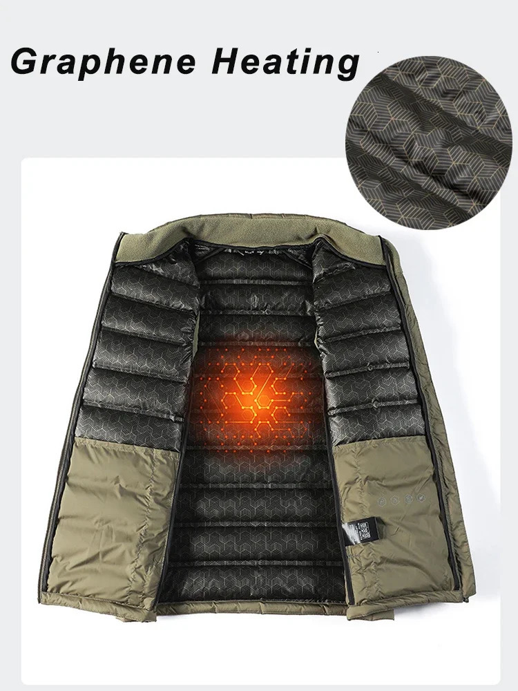 90White Duck Down Winter Couple Vest Sleeveless Puffer Jacket Graphene Liner Stand Collar Warm Gilet Coats Big Size 8XL 251015