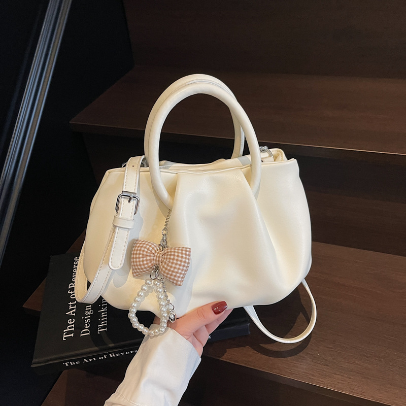 Luxury Brand Designer Bag French Style Pleated Cloud Shoulder Bag For Women 2025 New Fashion Soft Leather Handbag Basket Bag Solid Color Crossbody Bag