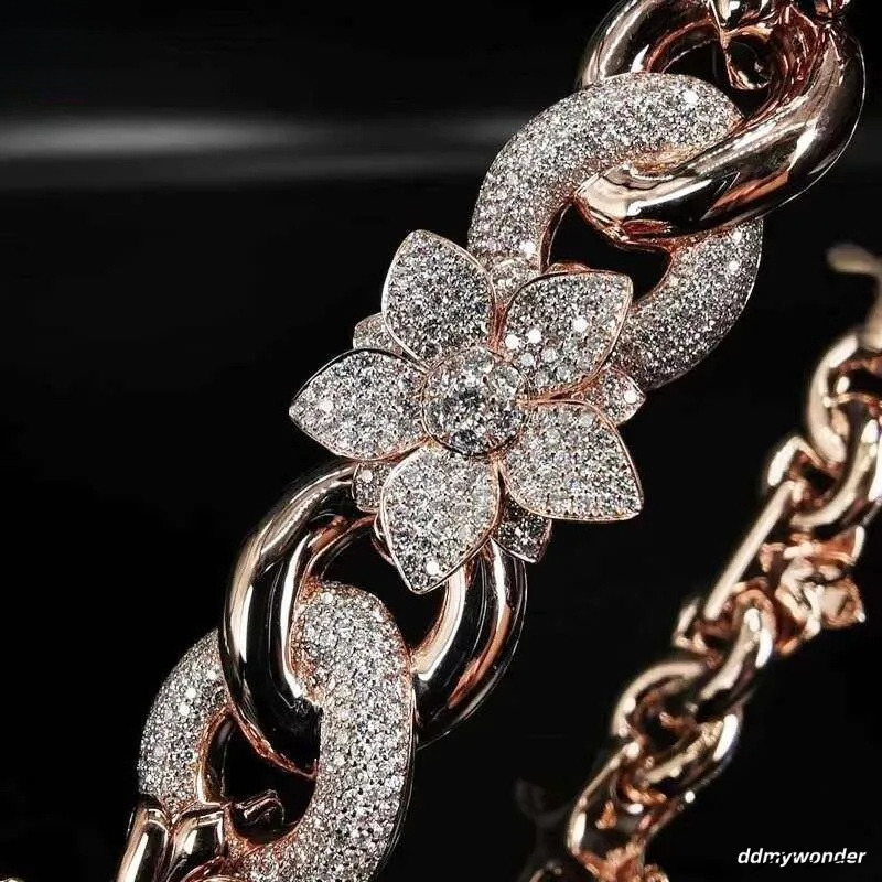 Moissanite Cuban Link Chain Necklace: Sterling Sier Cross, Infinity & Rose Gold Flower Pendants Ddmywonder