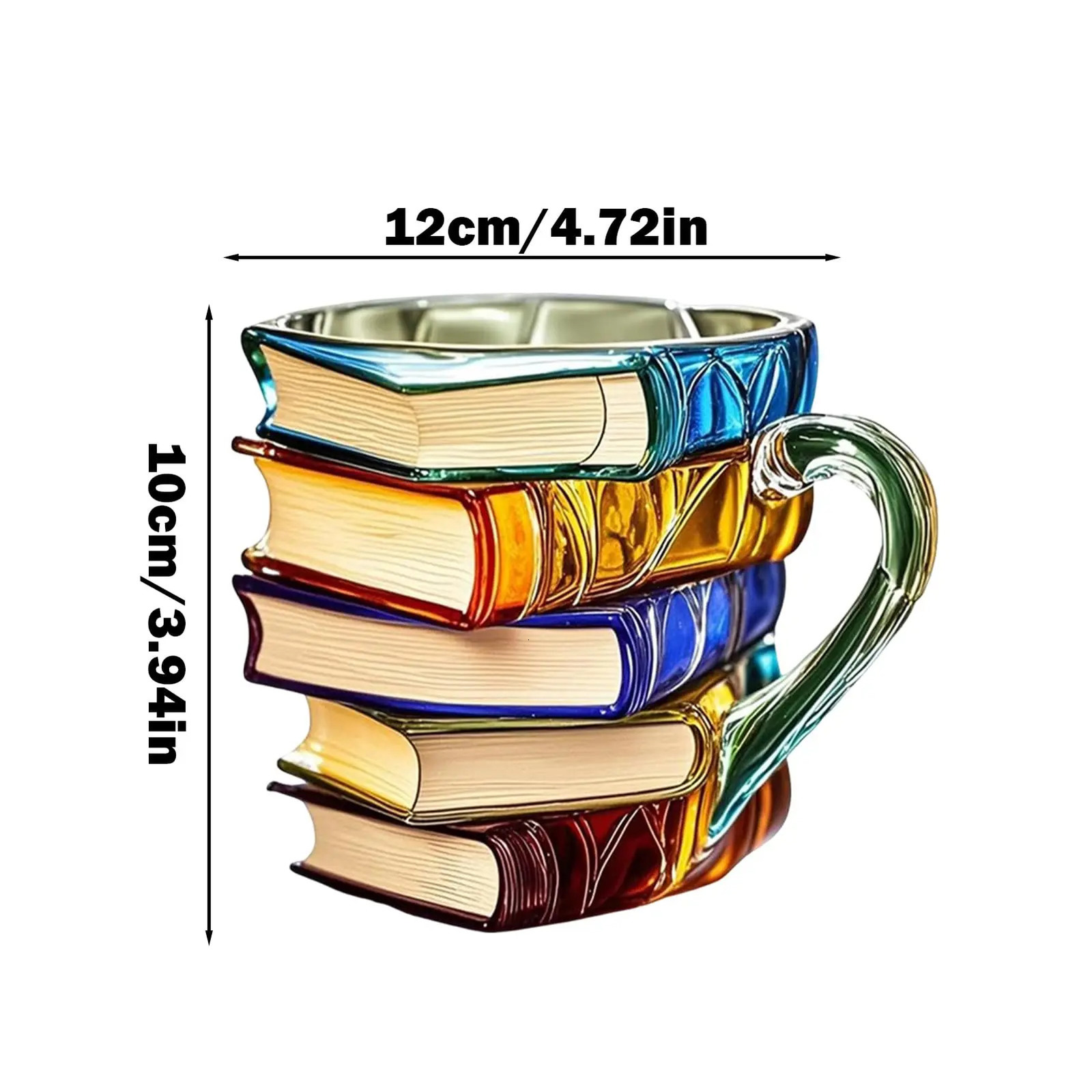 Painted Book Mug Resinz Novelty 3d Painted Books Coffee Mug Unique Colorful Resin Books Stack Coffee Cup Collection Gifts 251015