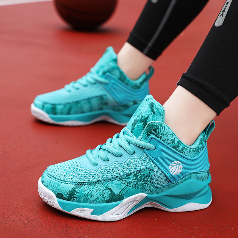 New Boys' Basketball Shoes Mesh Breathable Mid Top Trendy Sports Shoes Outdoor Fashion Designer Children's Running Shoes