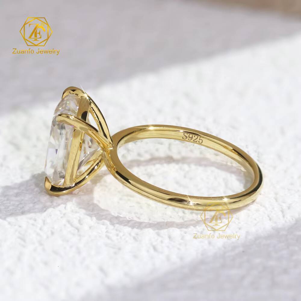 Luxury 5CT VVS Cushion Cut Moissanite Diamond Tester Engagement Wedding Ring with 10K 14K 18K Gold for Women