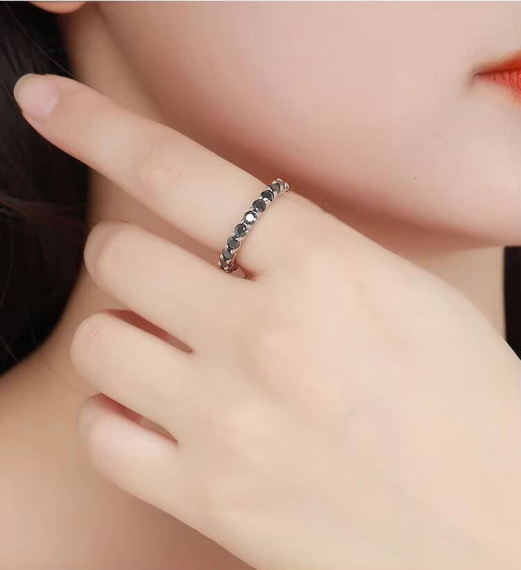 Fashion Women Jewelry 3mm 01CT Color Moissanite 925 Sterling Silver Personalized Eternity Band Tennis Ring for Women
