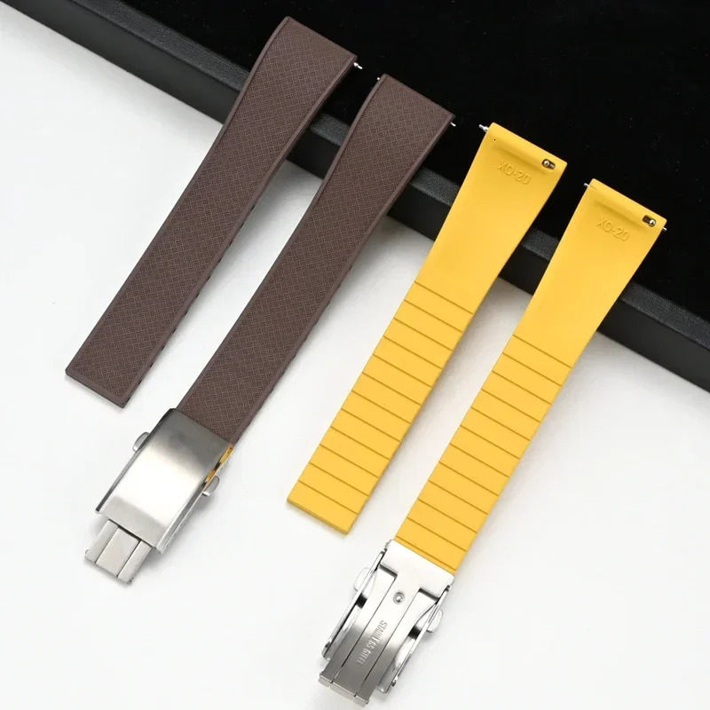 20mm 22mm FKM Strap Quick Release Fluoro Rubber Universal Watch Band Stainless Steel Folding Buckle Bracelet Accessories 251016