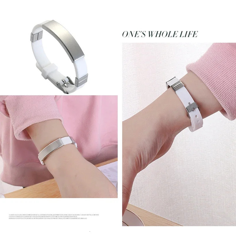 Personalized Stainless Steel AntiLost ID Bracelet SOS Custom Name Secure Soft Silicone Bangle Identity For Jewelry 251014