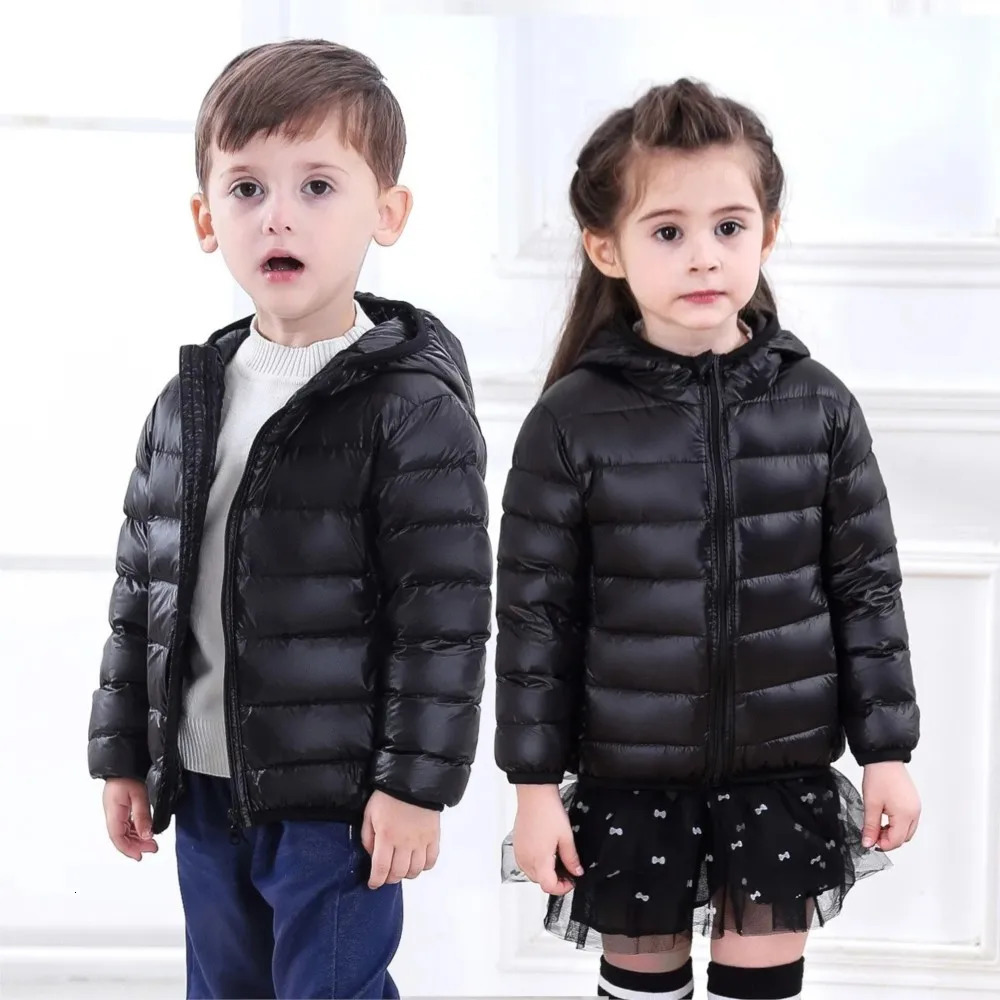 Kids Girls Hooded Lightweight Down Jackets Boys Baby Cute Ears Coats Autumn Winter Warm Zipper Outerwear Children Casual Clothes 251017