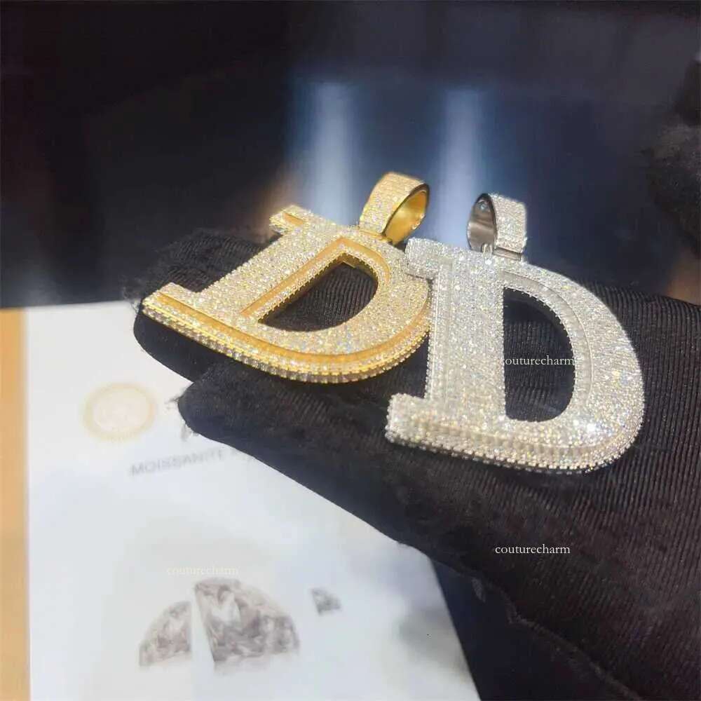 High Quality Bg Sier Fully Iced Out Custom Letter D Moissanite Hip Hop Pendant For Men Single alphanumeric customization Customizable with any single 