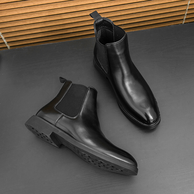 95792- Men's high top short boots Chelsea new autumn and winter business versatile casual leather shoes Martin leather boots
