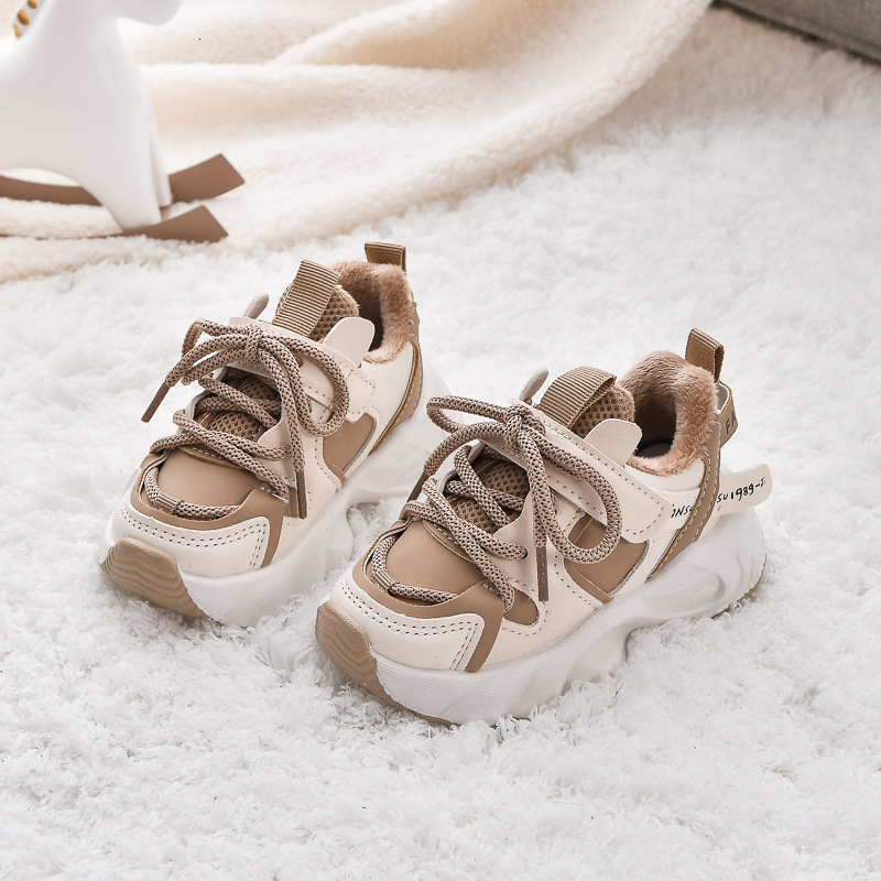 New men's and girls' wool lined sports shoes, cotton shoes, warm, waterproof, anti slip running shoes, designer parent-child shoes