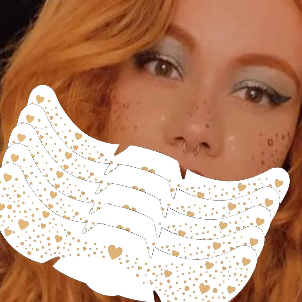 5PCS Glitter Skincare Freckles Face Tattoos Waterproof Glittering Star Freckle Stickers Lasting Bright Face Makeup Party Patch 251015