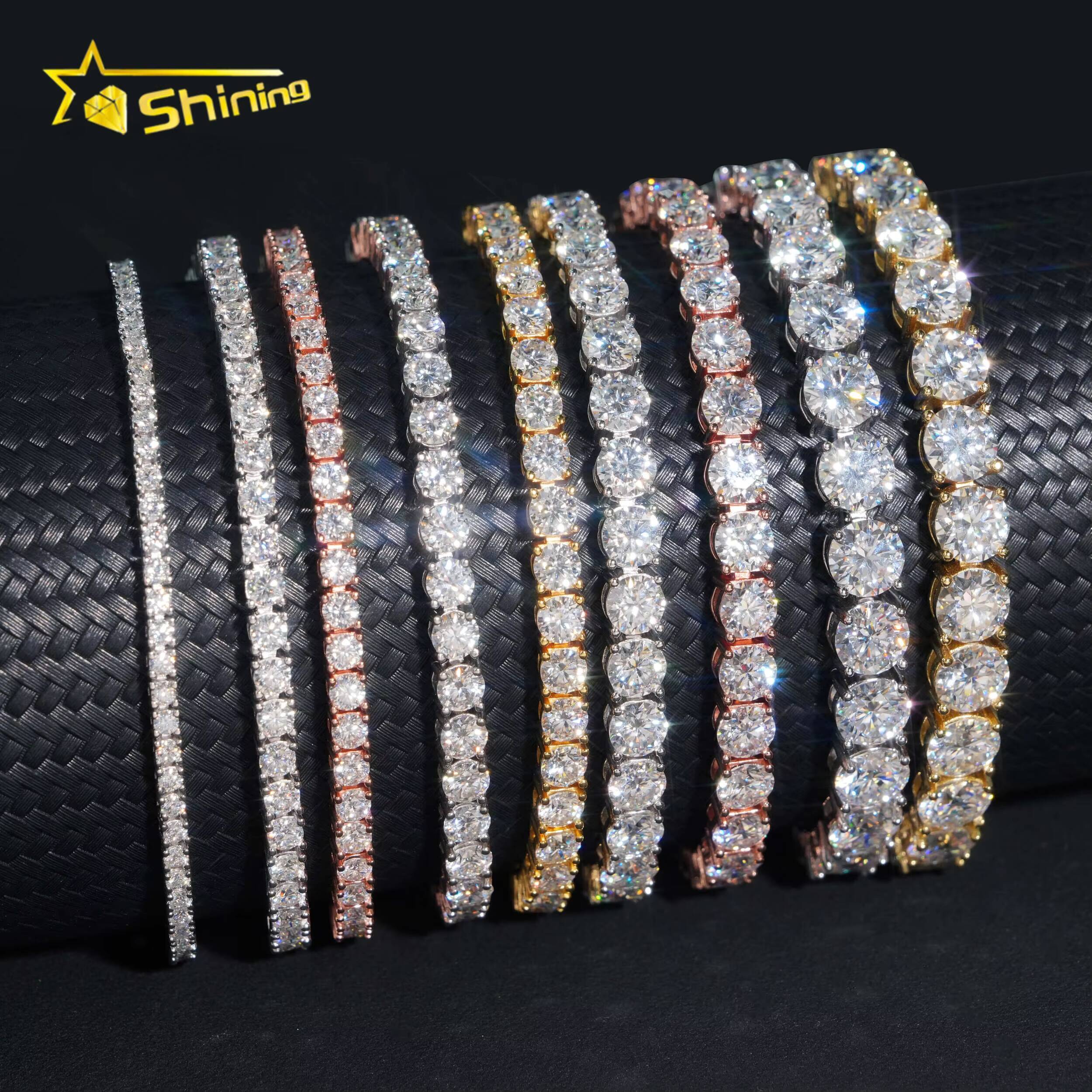 Hot Sale Classic Basket Prong Setting 925 Silver VVS Diamond Bracelet Necklace Moissanite Tennis Chain