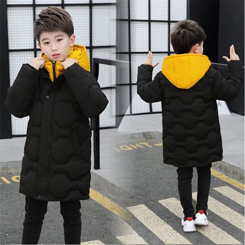 Boys Winter Thick Coat Teen Parka Children Plus Velvet Warm Jackets Fashion Hooded Outwear Kids Clothes 614Y 251017