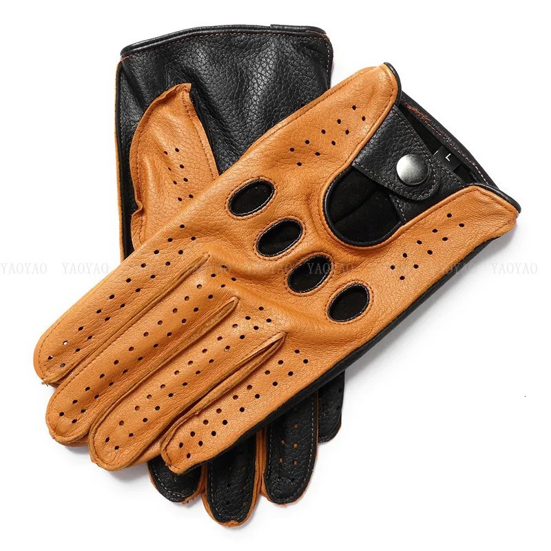 High Quality Mens Genuine Leather Gloves Lambskin Gloves Fashion Men Breathable Driving Gloves for Male Mittens 251015