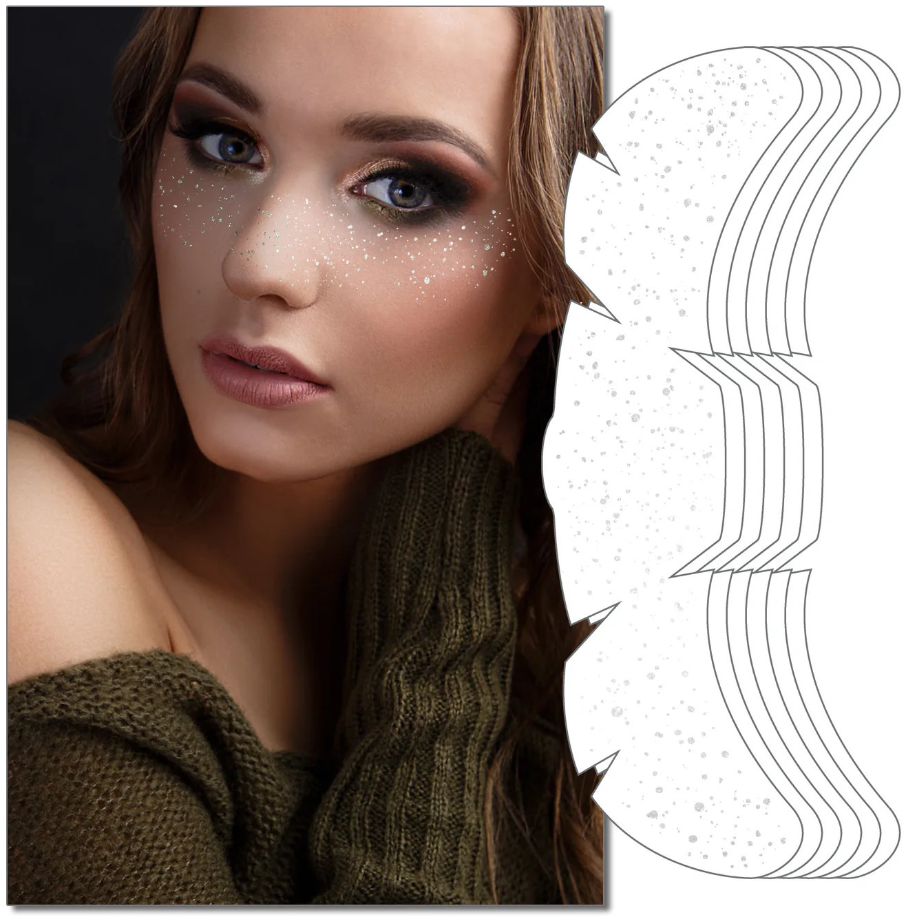 6pcs Freckle Tattoo Stickers Gold Silver Metallic Temporary Tattoo Stickers For Women Glitter Face Decals for Music Festival 251015