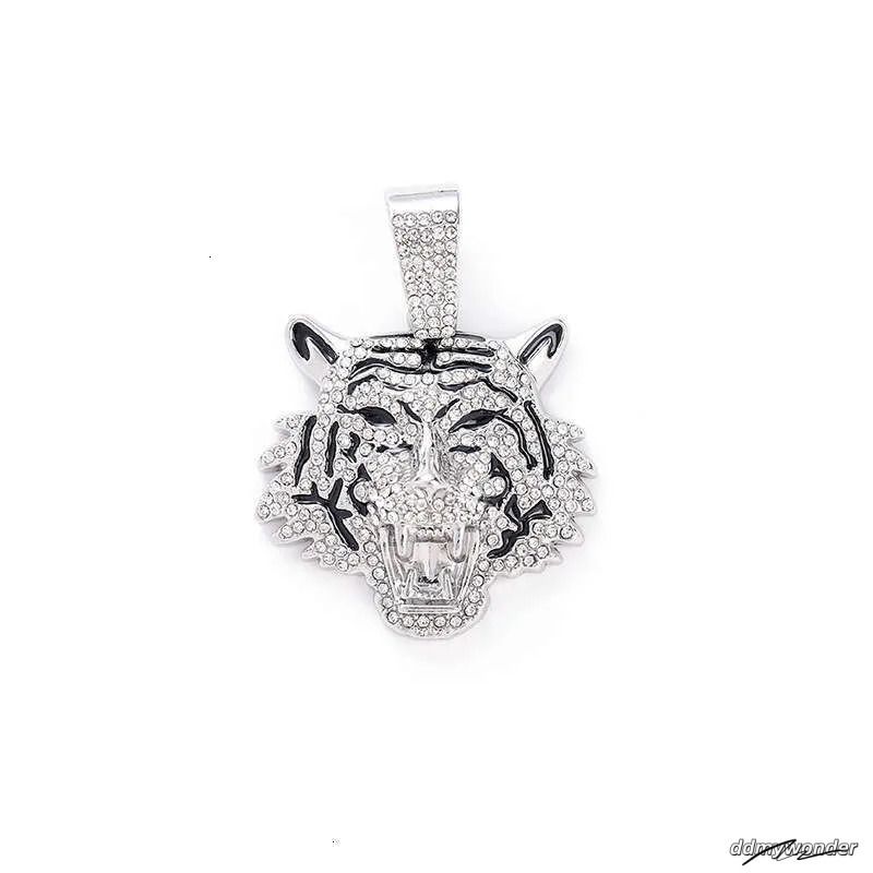 Men's Hip-Hop Tiger Pendant Necklace: Alloy Cuban Chain With 3D Full Dia Style Ddmywonder