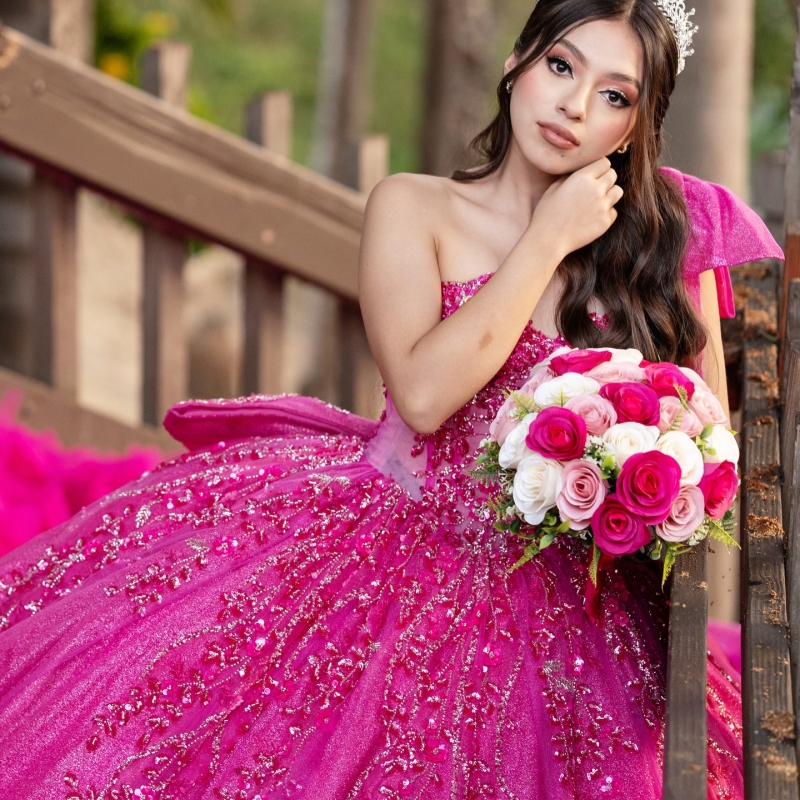 Rose Red Shiny Quinceanera Dresses Off The Shoulder Beading Crystal Bow Tiered Tull Party Birthday Sweet 16 Dres Vestidos 15 De Anos