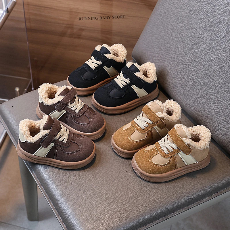 High Quality Childrens Sneakers Suede Casual Shoes Winter Coldproof Kids Boy Fur Shoes Flat tennis Shoes Girls H11152 251014