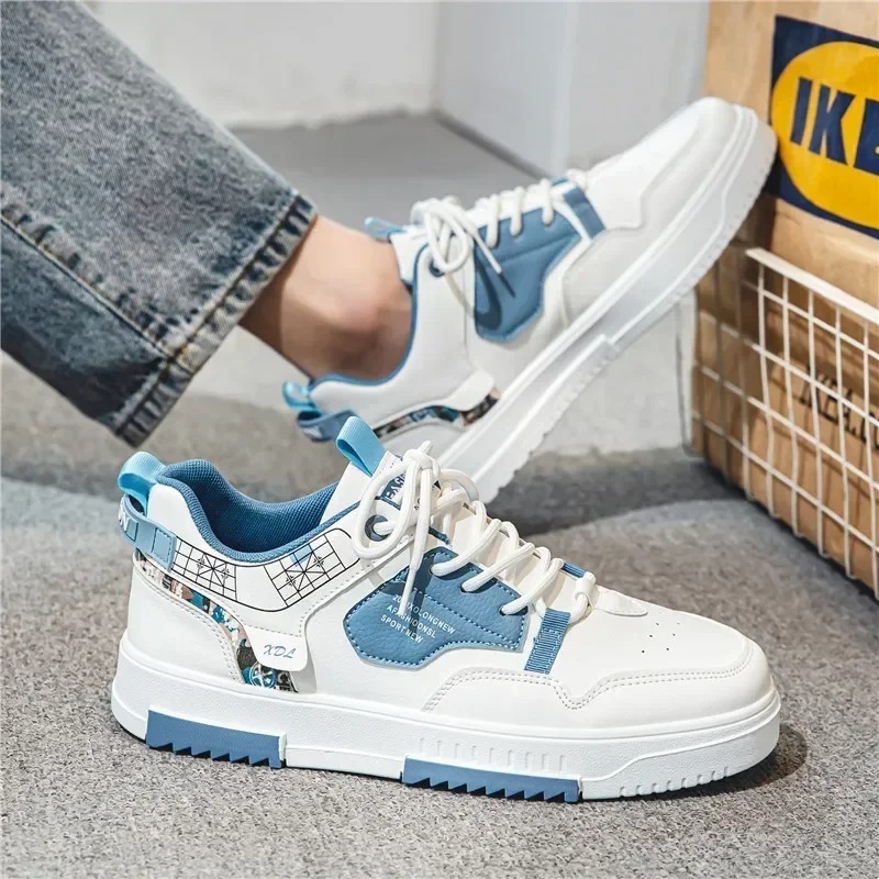 Men's shoes 2024 summer new breathable white shoes men's trendy and versatile thick soled sports board shoes trendy shoes Men's Breatha
