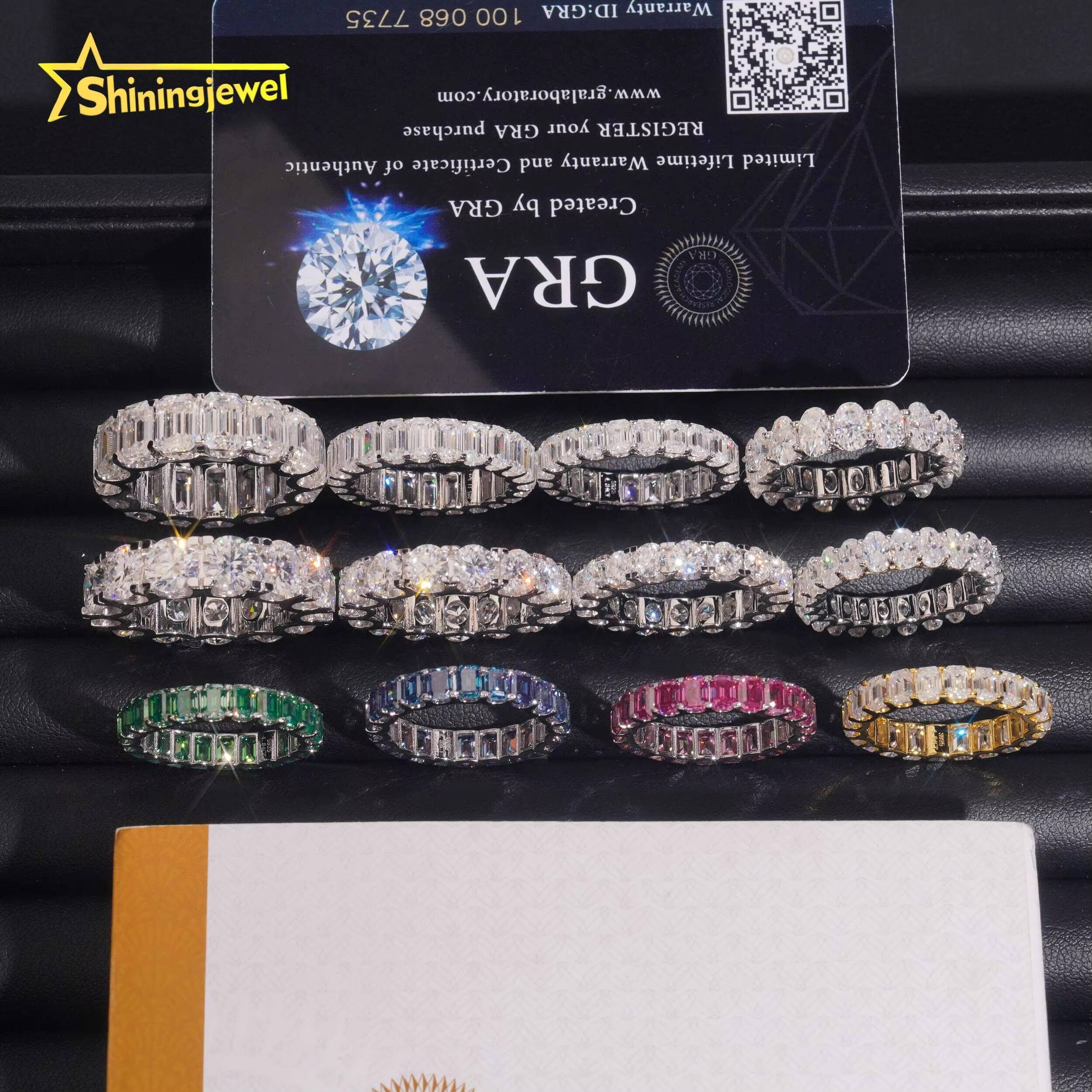 Fine Jewelry 925 Silver VVS D Color Fancy Cut Moissanite Engagement Ring Band Custom Iced Out Diamond Rings for Women