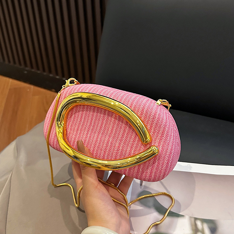Luxury Brand Designer Bag Women's Bag 2025 New Trendy Round Box Wrist Bag Metal Handle Single Shoulder Crossbody Box Evening Bag