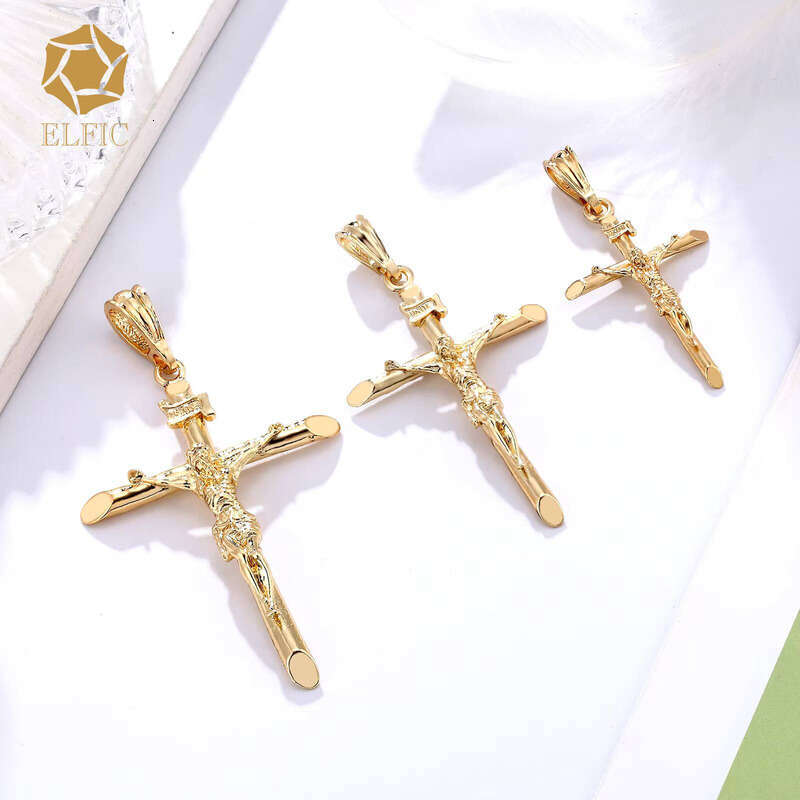 fashion Jewelry Necklace Christian Pendant, 14k Gold Plated Cross Pendant