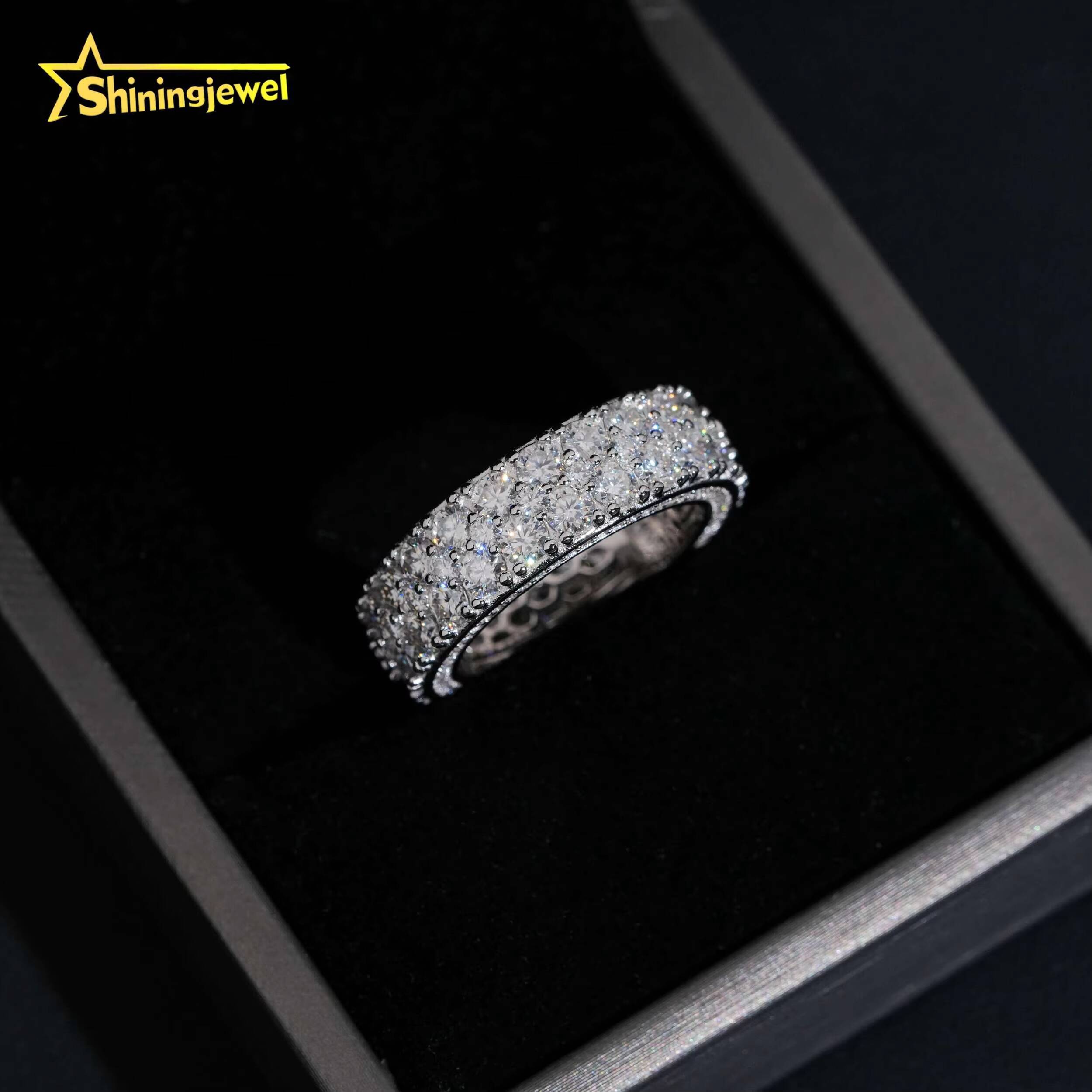 Pass Diamond Tester 925 Silver Iced Out Men Moissanite Diamond Ring Fashion Hip Hop Ring Gra Certified