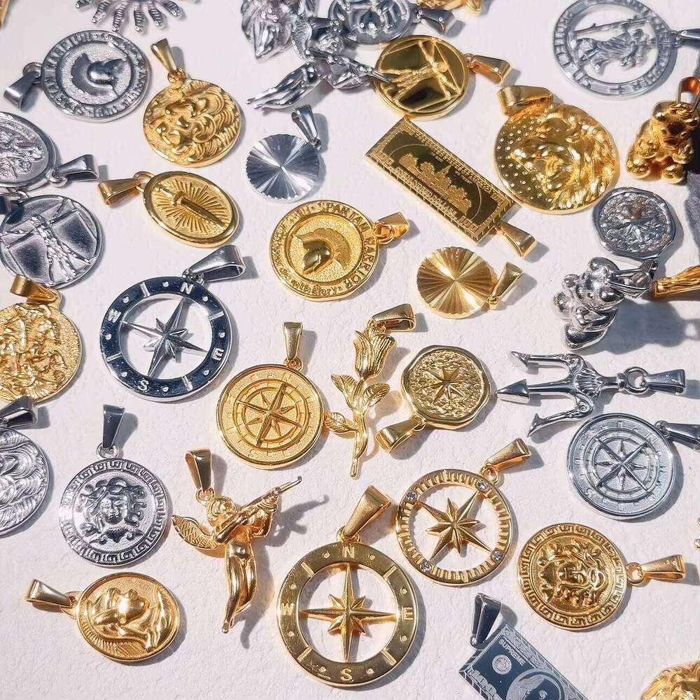 Waterproof Pendant Exquisite Gold-Plated Fashion sterling silver Rope Chain Compass Cross Necklace