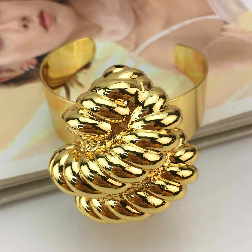 Selling Italian Gold Plated Jewelry Womens Wedding Party Banquet Big Pendant Light Weight Bold Jewelry Sets FHK17058 251016