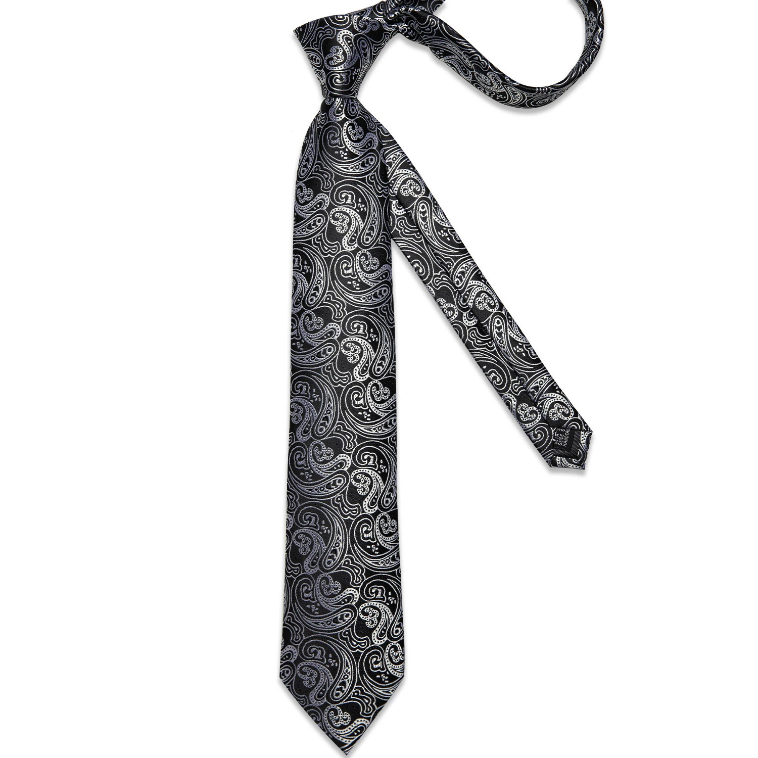 Black And Silver Paisley Floral Mens Ties Gray Blue Pink Wedding Accessories Neck Tie Set Handkerchief Cufflinks Gift For Men 251014