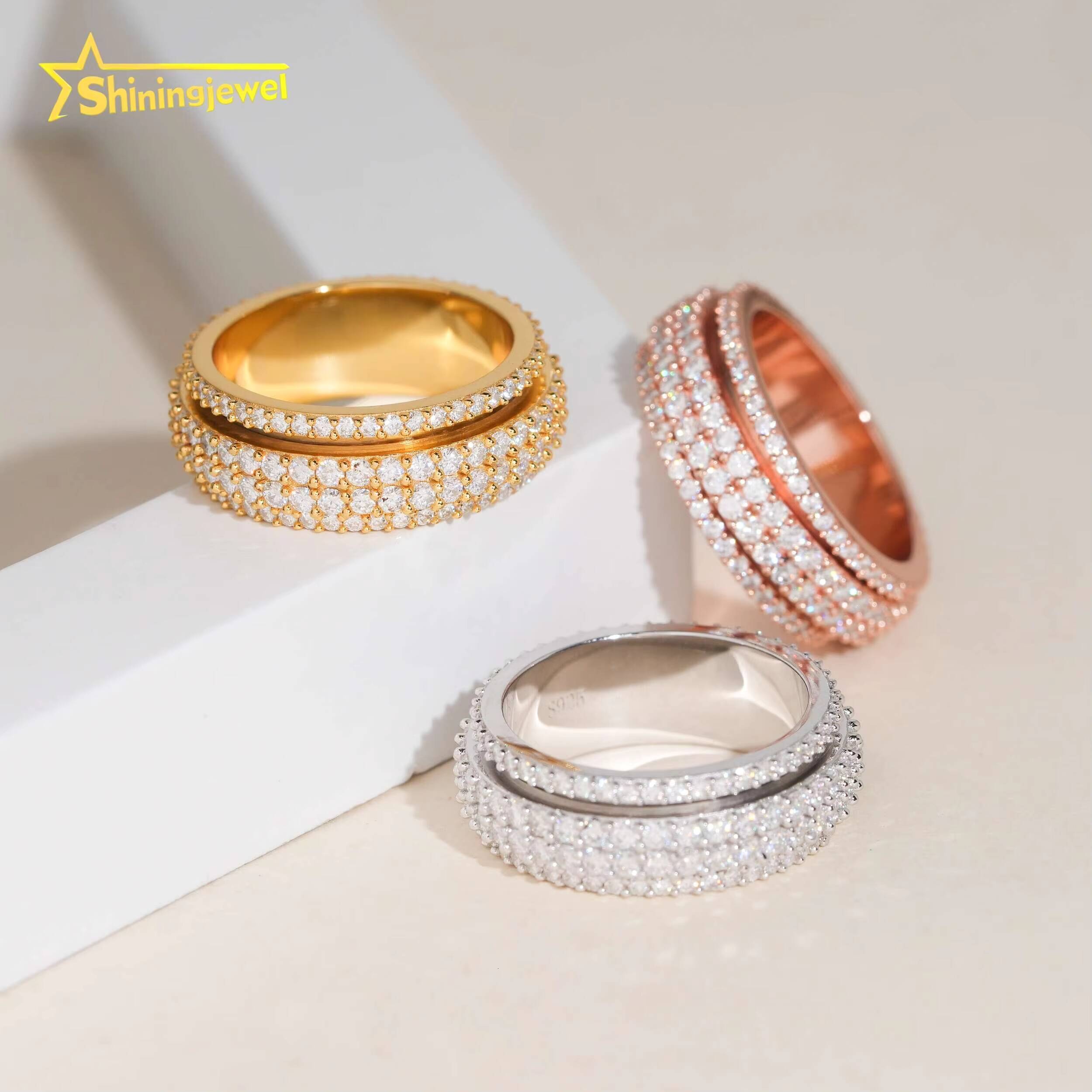 Iced Out Ring 925 Silver Moissanite Diamond Pass Diamond Tester Hip Hop Moissanite Rings Hip Hop Jewelry for Men