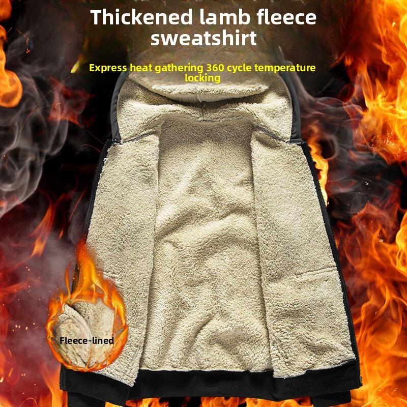 Lamb Wool Designer Hoodie Jacket Tracksuit Men Polo Veste Coat Sweatshirt Set For Men Winter Fleece Lined Thickened Hooded Sportswear Casual Cardigan 