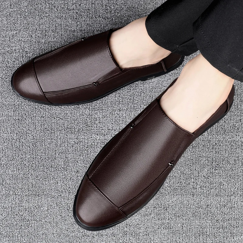 Minimalist Men Comfortable soft breathable First layer cowhide Sizes 3646 loafers Office business Dress genuine leather shoes 251013