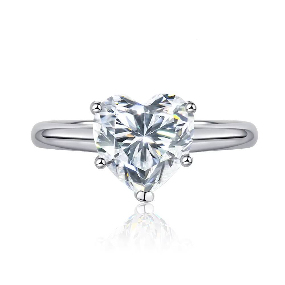 Wholesale Custom Fine Jewelry 2Ct Heart Shaped Moissanite Ring Trendy S925 Sterling Silver Wedding Engagement Ring for Women