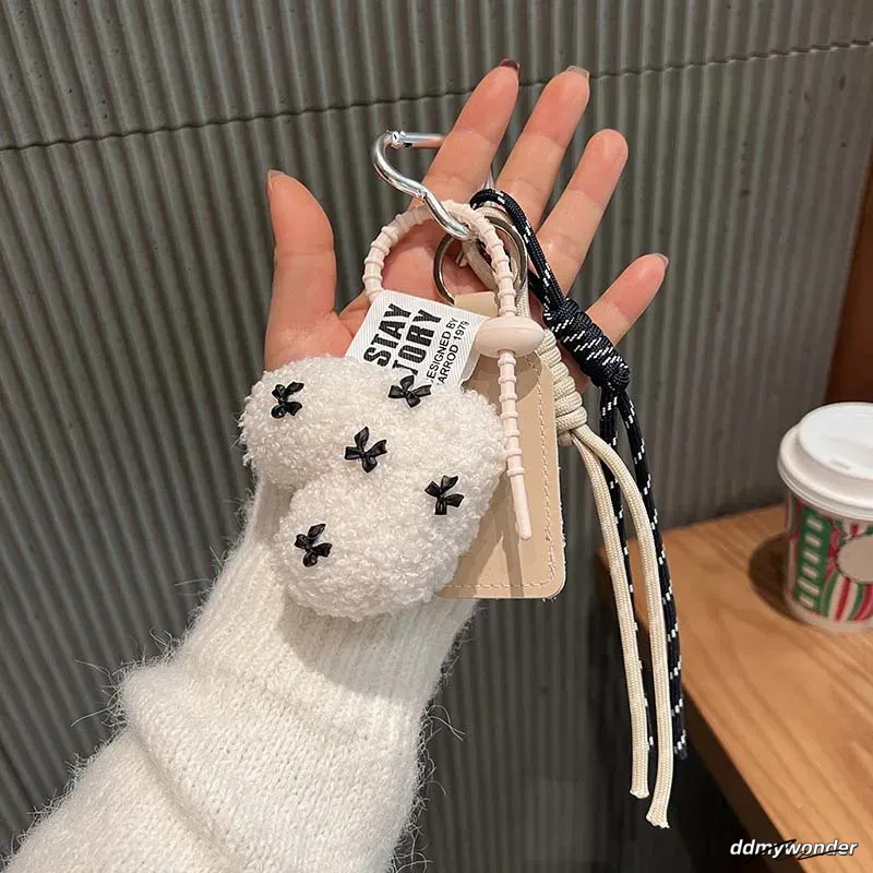 Cartoon Plush Bow Love Keychains For Women Y2k Bag Pendant Couple Car Key Chains Jewelry Gift Decoration Accessories 250430 Ddmywonder