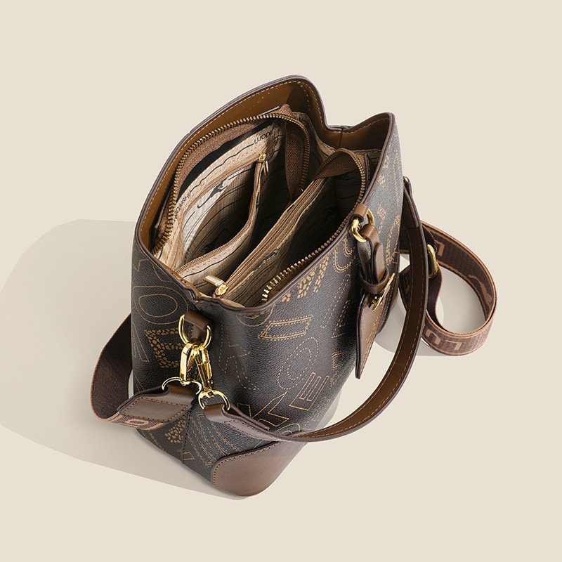 Luxury Brand Designer Bag Large Capacity Genuine Leather Texture Bag New Live PU Bucket Bag Crossbody Shoulder Bag Women's Bag Stitched