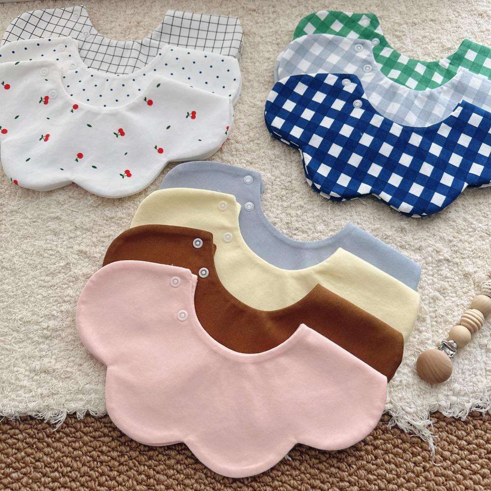 Double-Sided Pure Cotton Bibs Babies Girls And Boys Floral Design High Aesthetic Value Pink Color Suitable for Autumn Winter