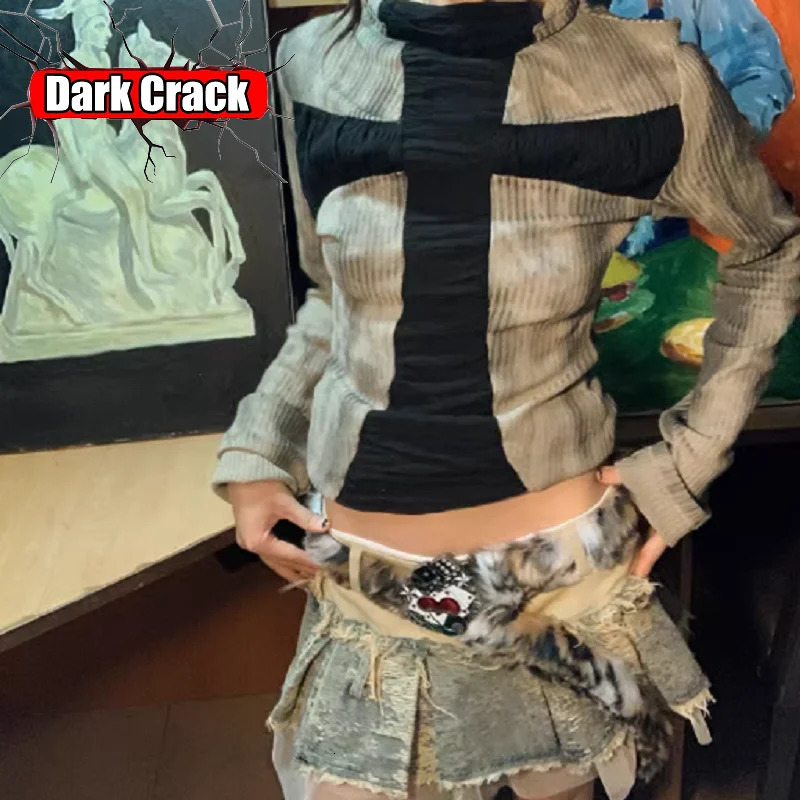 Gothic womens mens Y2k girl Harajuku punk Lolita spicy girl plush belt tiger pattern decorative belt furry 251016