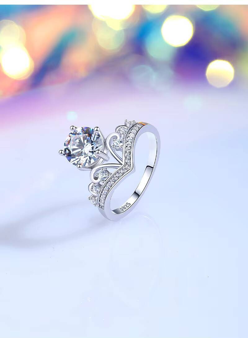 Gorgeous Mosanite Jewelry Women Wedding Ring Floral Crown with Five Claws Diamond Ring for Women Jewellery