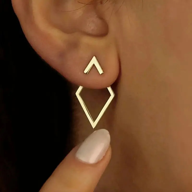 Retro Minimalist Geometric Square Detachable Triangles Stud Earrings for Women Fashion Jewelry Accessories Party Gifts 251013
