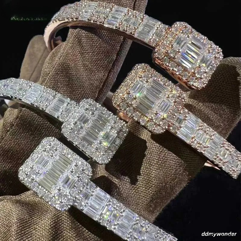 Fashion Bangle Bracelet Sterling Sier, Baguette Cut Style - Statement Jewelry For Couples Ddmywonder