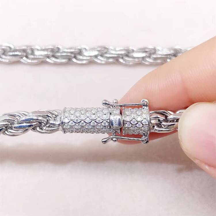 Iced Out Mens Cuban Tennis Link Chain S925 Silver VVS D Color Dazzling Moissanite Diamond Hip Hop Necklace for Europe US