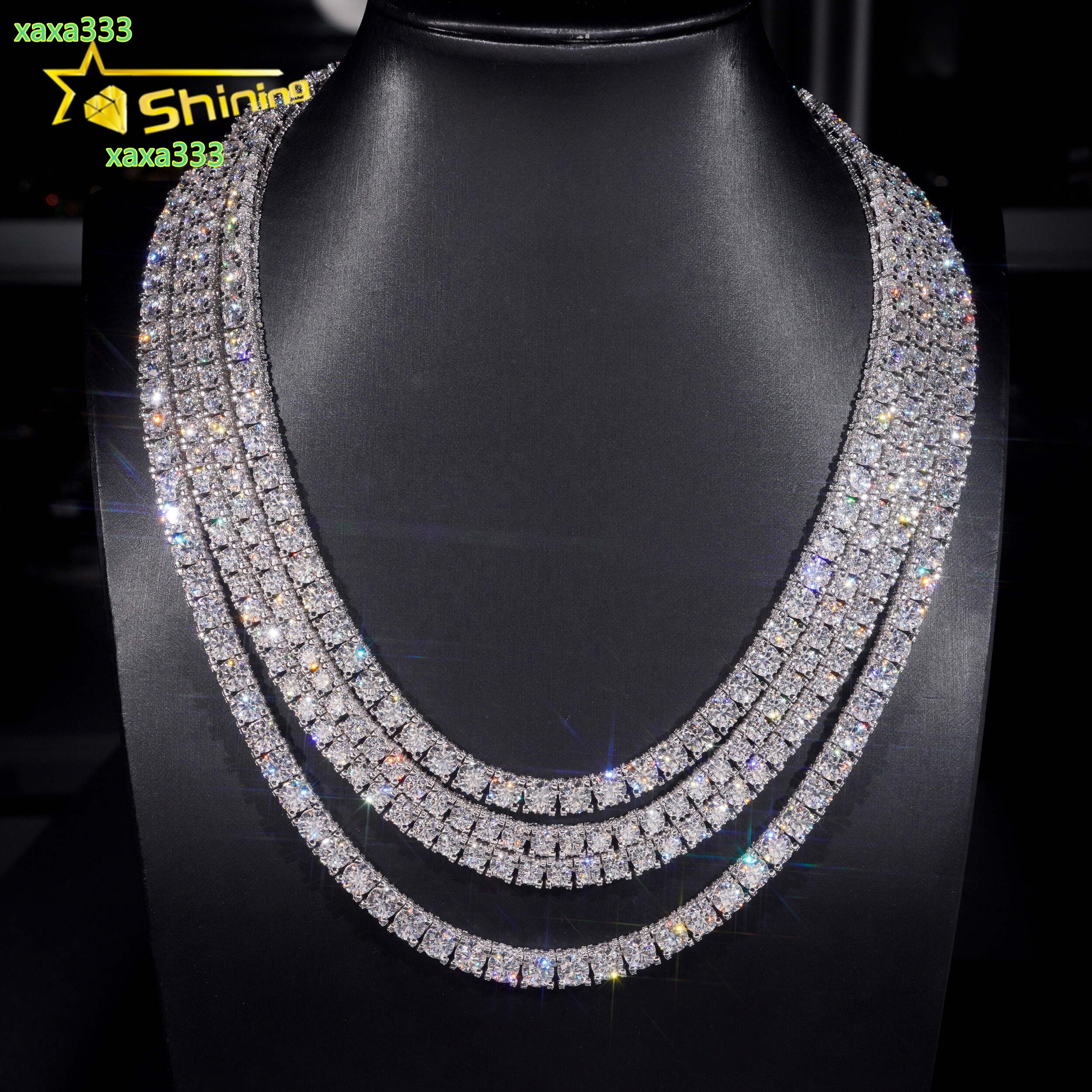 Hip Hop Luxury Classic Necklace 925 Silver 5mm 6mm Iced Out D Color VVS Moissanite Tennis Chain