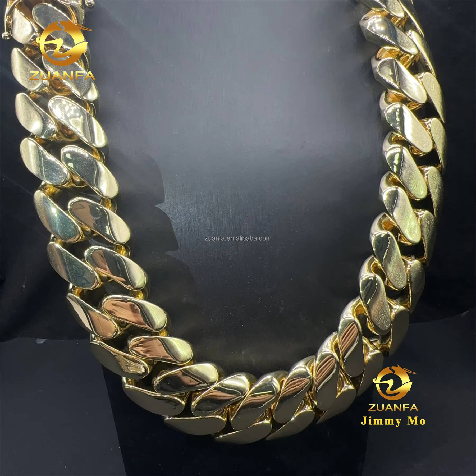 Wholesale 20mm Big Guy Heavy 14k Solid Gold Plated Fashion Style Rapper Hip Hop Style Iced Out Miami Plain Cuban Link Chain