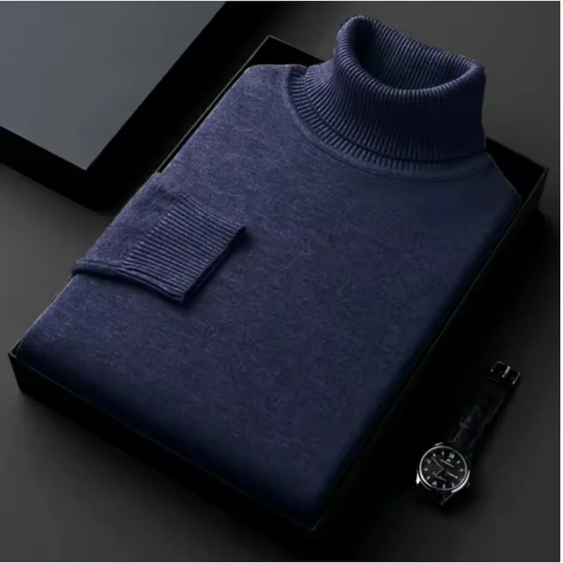 Cashmere Cotton Blend Turtleneck Men Sweater 2025Autumn Winter Daily Basic Warm Knitted Pullover Man Casual Jumper Pull Homme 251015