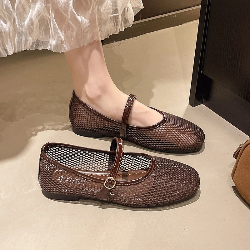 Womens Flat Shoes Spring Round Head Shallow Mouth Mesh Cloth Breathable Word with Antislip Wearresistant Single Shoes 251017 - view 6
